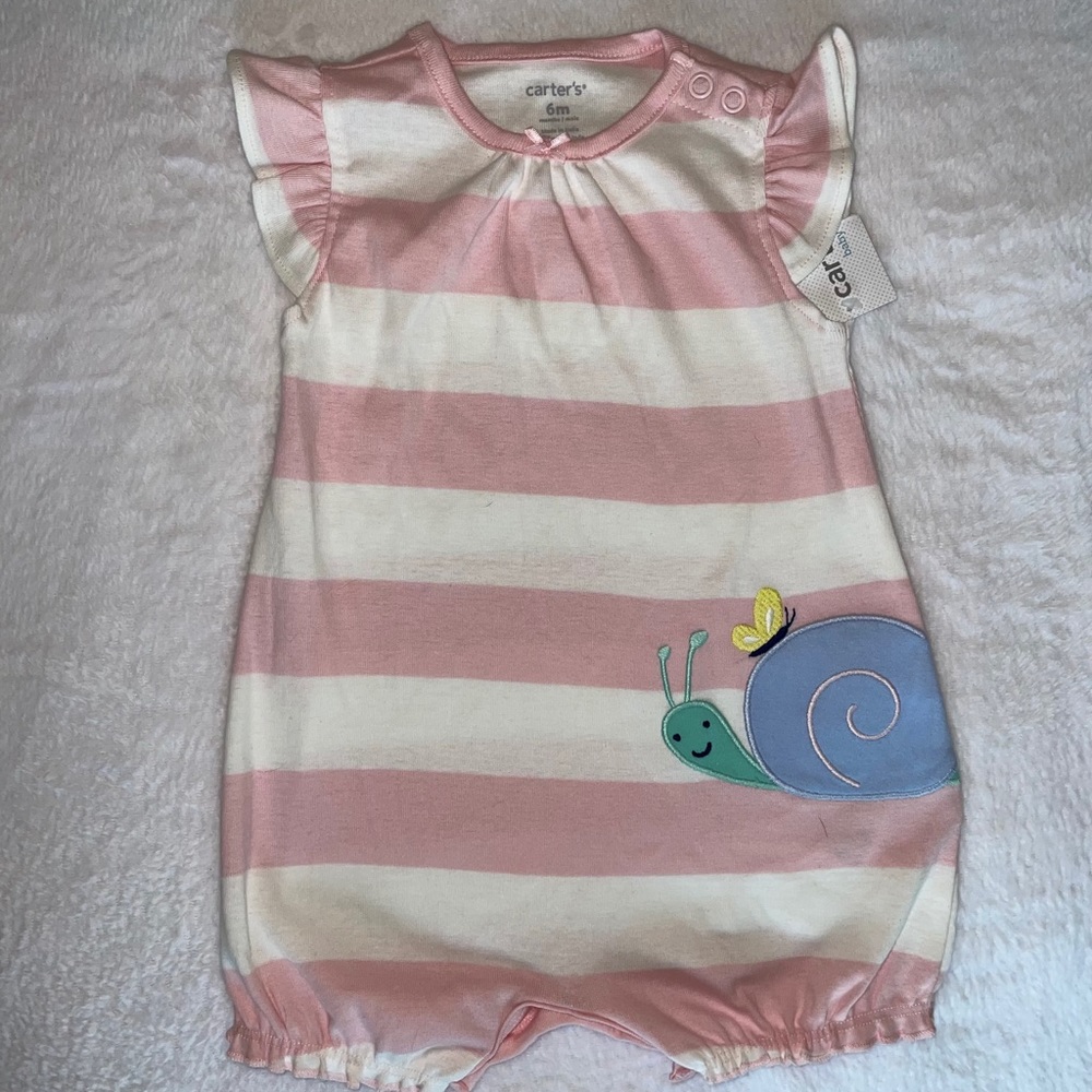 Carter's Baby Girl Stripped Snail Romper